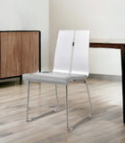 Gray And Silver Upholstered Faux Leather Dining Side Chair - Homeroots