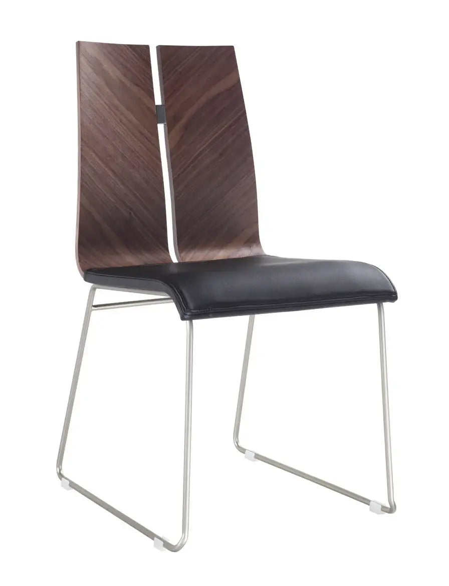 Set of Two Black And Silver Upholstered Faux Leather Dining Side Chairs - Homeroots - Flyclothing LLC