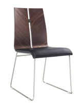 Set of Two Black And Silver Upholstered Faux Leather Dining Side Chairs - Homeroots - Flyclothing LLC
