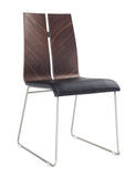 Set of Two Black And Silver Upholstered Faux Leather Dining Side Chairs - Homeroots