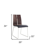 Set of Two Black And Silver Upholstered Faux Leather Dining Side Chairs - Homeroots - Flyclothing LLC