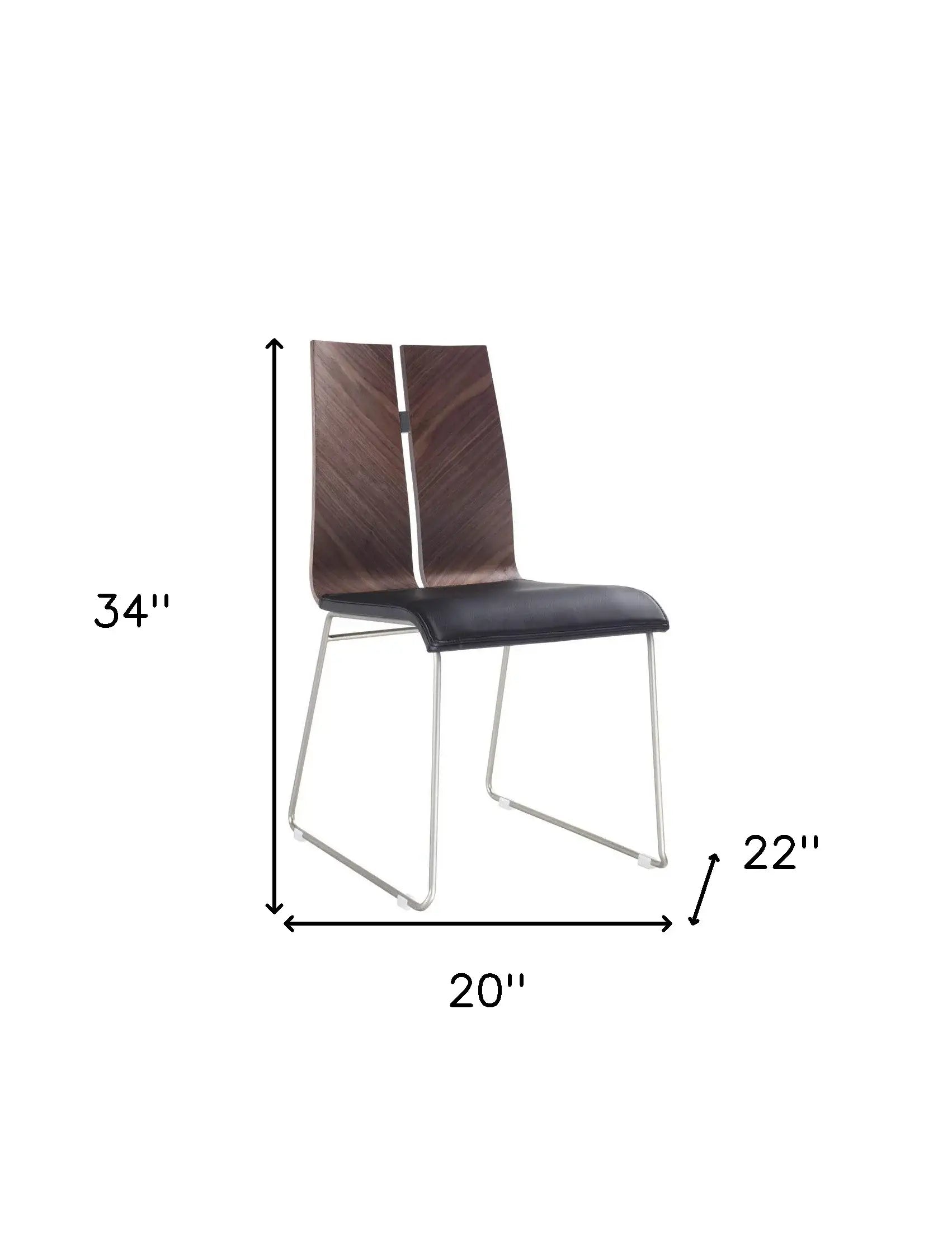 Set of Two Black And Silver Upholstered Faux Leather Dining Side Chairs - Homeroots - Flyclothing LLC