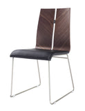 Set of Two Black And Silver Upholstered Faux Leather Dining Side Chairs - Homeroots
