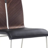 Set of Two Black And Silver Upholstered Faux Leather Dining Side Chairs - Homeroots - Flyclothing LLC
