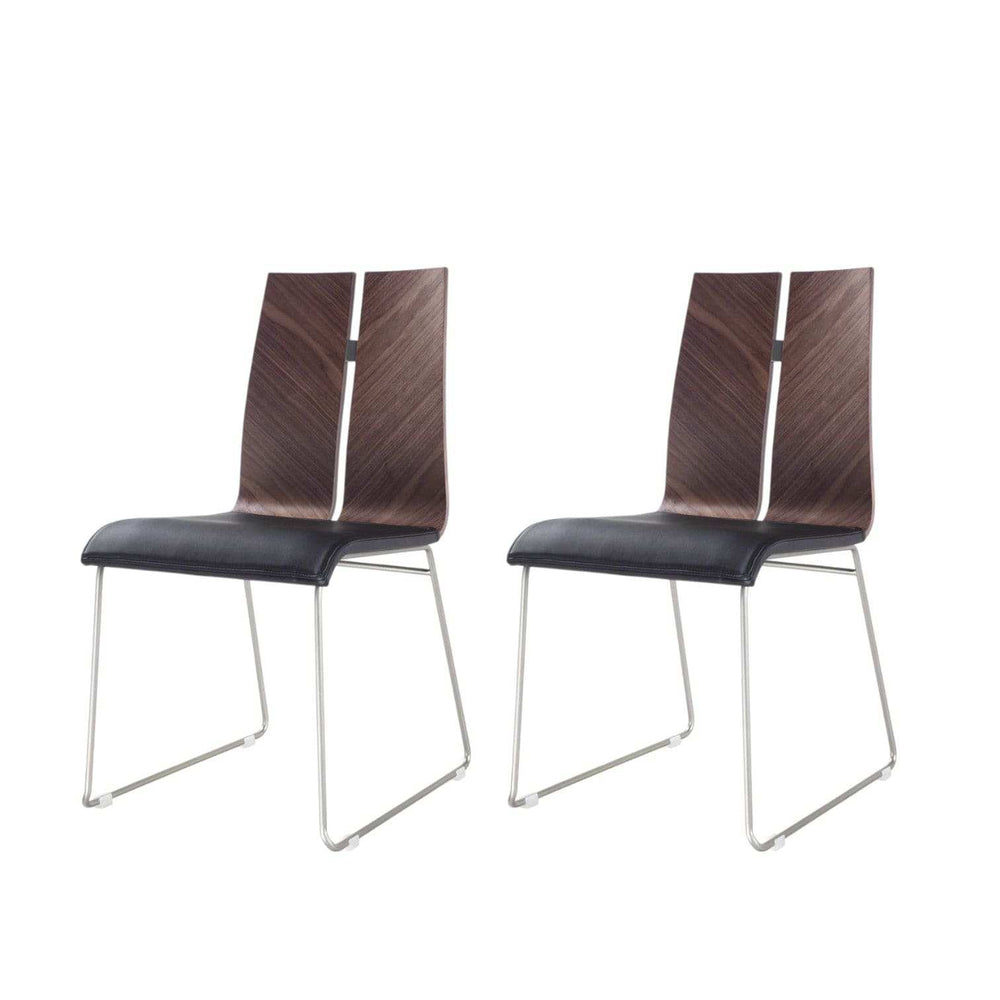 Set of Two Black And Silver Upholstered Faux Leather Dining Side Chairs - Homeroots - Flyclothing LLC