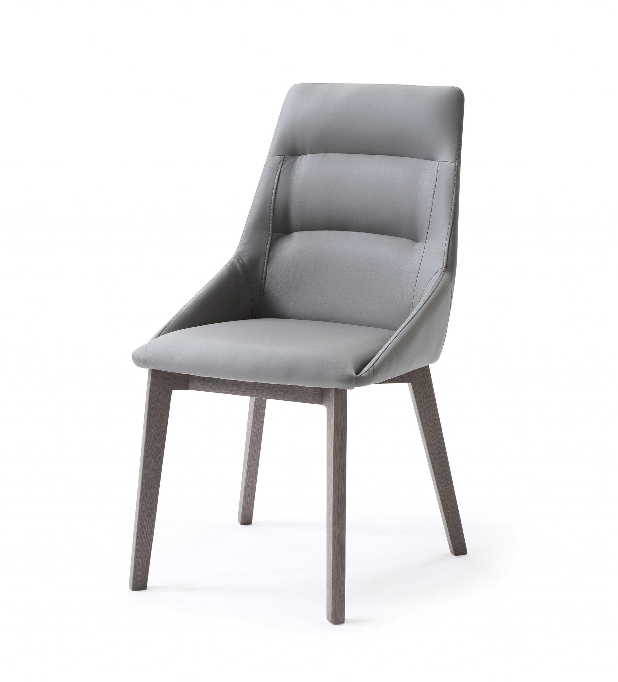Set of Two Gray Upholstered Faux Leather Dining Side Chairs - Homeroots