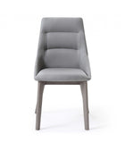 Set of Two Gray Upholstered Faux Leather Dining Side Chairs - Homeroots