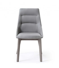 Set of Two Gray Upholstered Faux Leather Dining Side Chairs - Homeroots