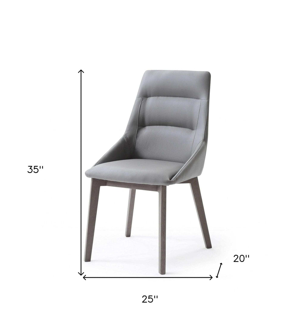 Set of Two Gray Upholstered Faux Leather Dining Side Chairs - Homeroots - Flyclothing LLC