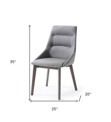 Set of Two Gray Upholstered Faux Leather Dining Side Chairs - Homeroots
