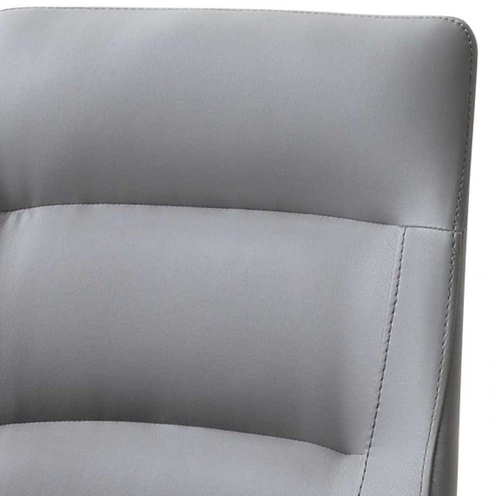 Set of Two Gray Upholstered Faux Leather Dining Side Chairs - Homeroots