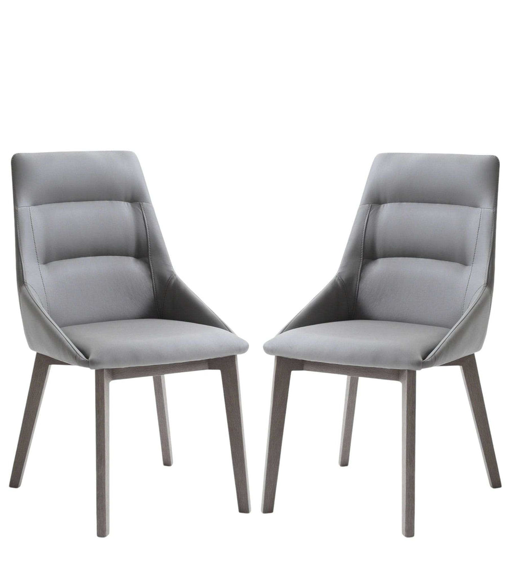 Set of Two Gray Upholstered Faux Leather Dining Side Chairs - Homeroots - Flyclothing LLC