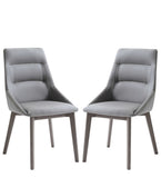 Set of Two Gray Upholstered Faux Leather Dining Side Chairs - Homeroots