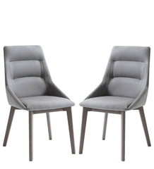 Set of Two Gray Upholstered Faux Leather Dining Side Chairs - Homeroots