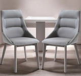 Set of Two Gray Upholstered Faux Leather Dining Side Chairs - Homeroots
