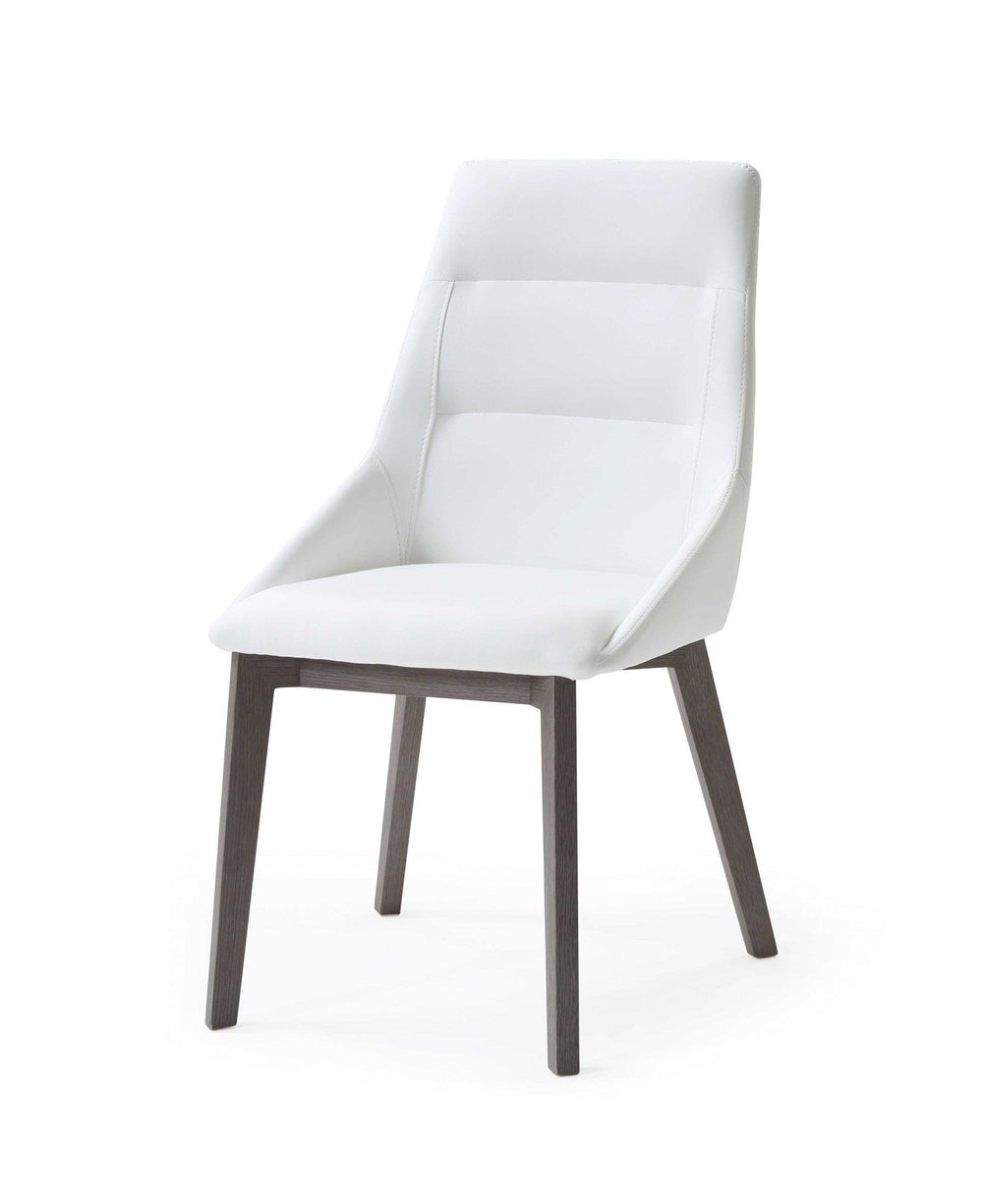 Set of Two White And Gray Upholstered Faux Leather Dining Side Chairs - Homeroots