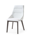 Set of Two White And Gray Upholstered Faux Leather Dining Side Chairs - Homeroots