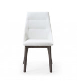 Set of Two White And Gray Upholstered Faux Leather Dining Side Chairs - Homeroots