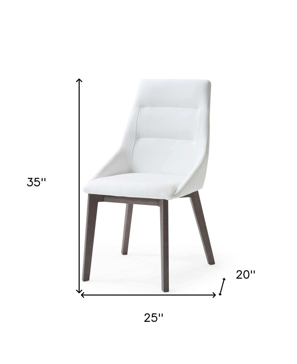 Set of Two White And Gray Upholstered Faux Leather Dining Side Chairs - Homeroots - Flyclothing LLC