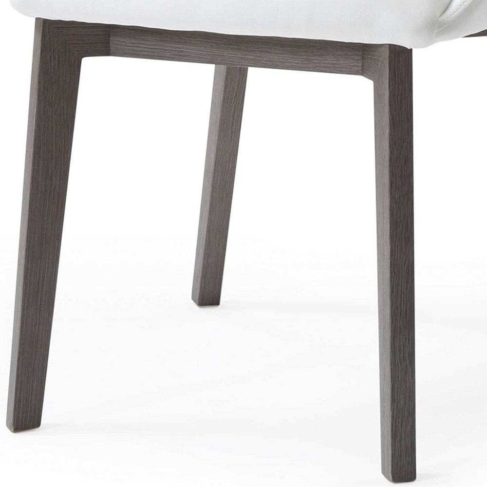 Set of Two White And Gray Upholstered Faux Leather Dining Side Chairs - Homeroots - Flyclothing LLC