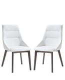 Set of Two White And Gray Upholstered Faux Leather Dining Side Chairs - Homeroots