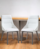 Set of Two White And Gray Upholstered Faux Leather Dining Side Chairs - Homeroots