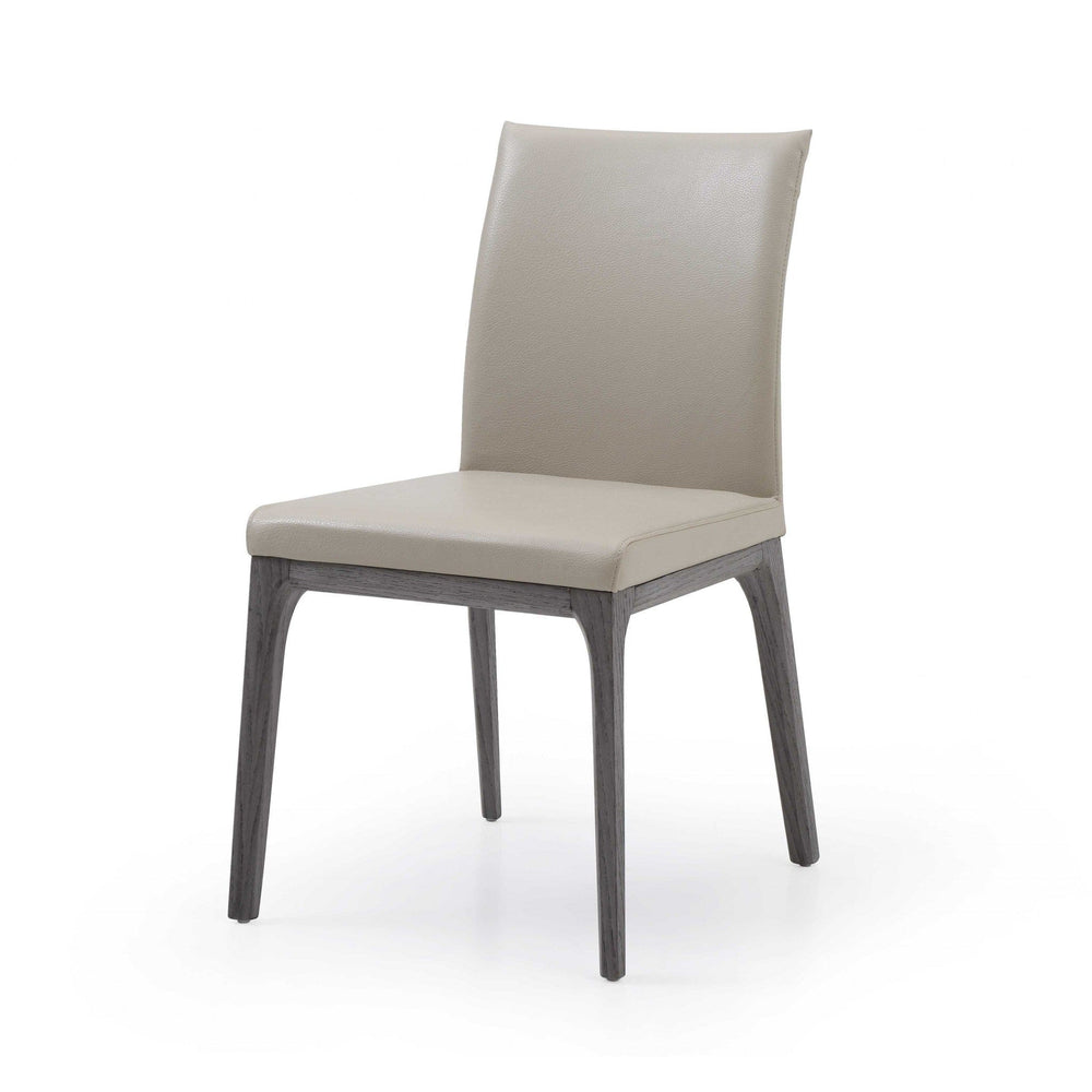 Set of Two Taupe And Gray Upholstered Faux Leather Dining Side Chairs - Homeroots