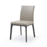 Set of Two Taupe And Gray Upholstered Faux Leather Dining Side Chairs - Homeroots