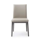 Set of Two Taupe And Gray Upholstered Faux Leather Dining Side Chairs - Homeroots