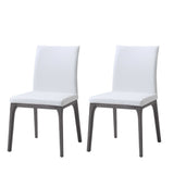 Set of Two White And Gray Upholstered Faux Leather Dining Side Chairs - Homeroots