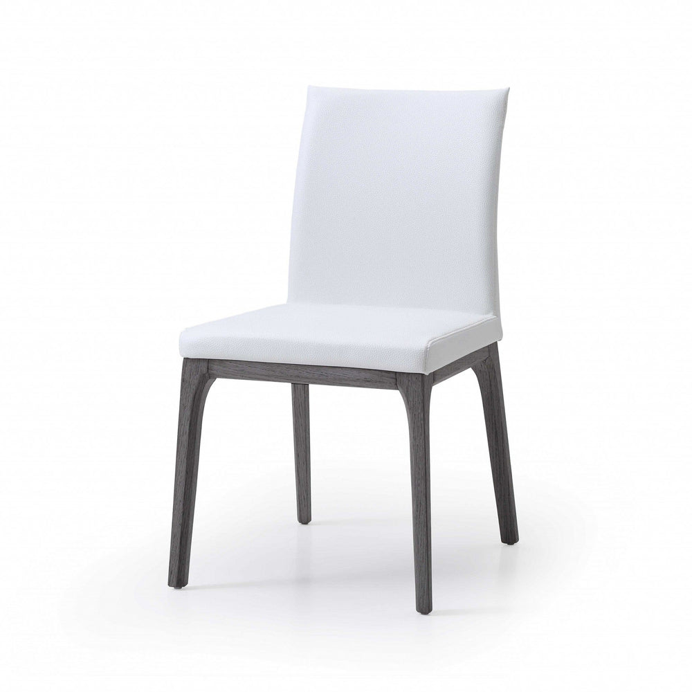 Set of Two White And Gray Upholstered Faux Leather Dining Side Chairs - Homeroots