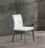 Set of Two White And Gray Upholstered Faux Leather Dining Side Chairs - Homeroots - Flyclothing LLC