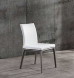 Set of Two White And Gray Upholstered Faux Leather Dining Side Chairs - Homeroots - Flyclothing LLC