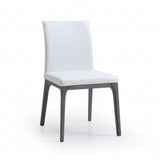 Set of Two White And Gray Upholstered Faux Leather Dining Side Chairs - Homeroots