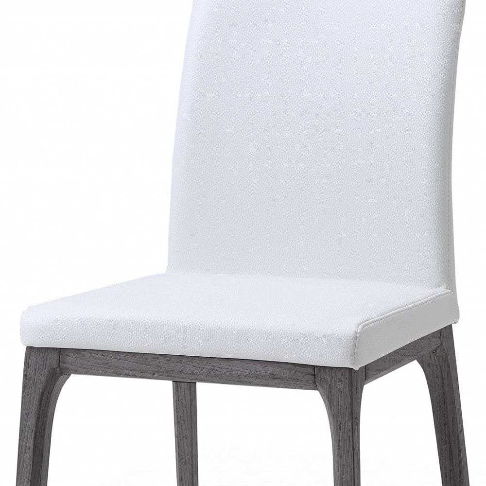 Set of Two White And Gray Upholstered Faux Leather Dining Side Chairs - Homeroots - Flyclothing LLC