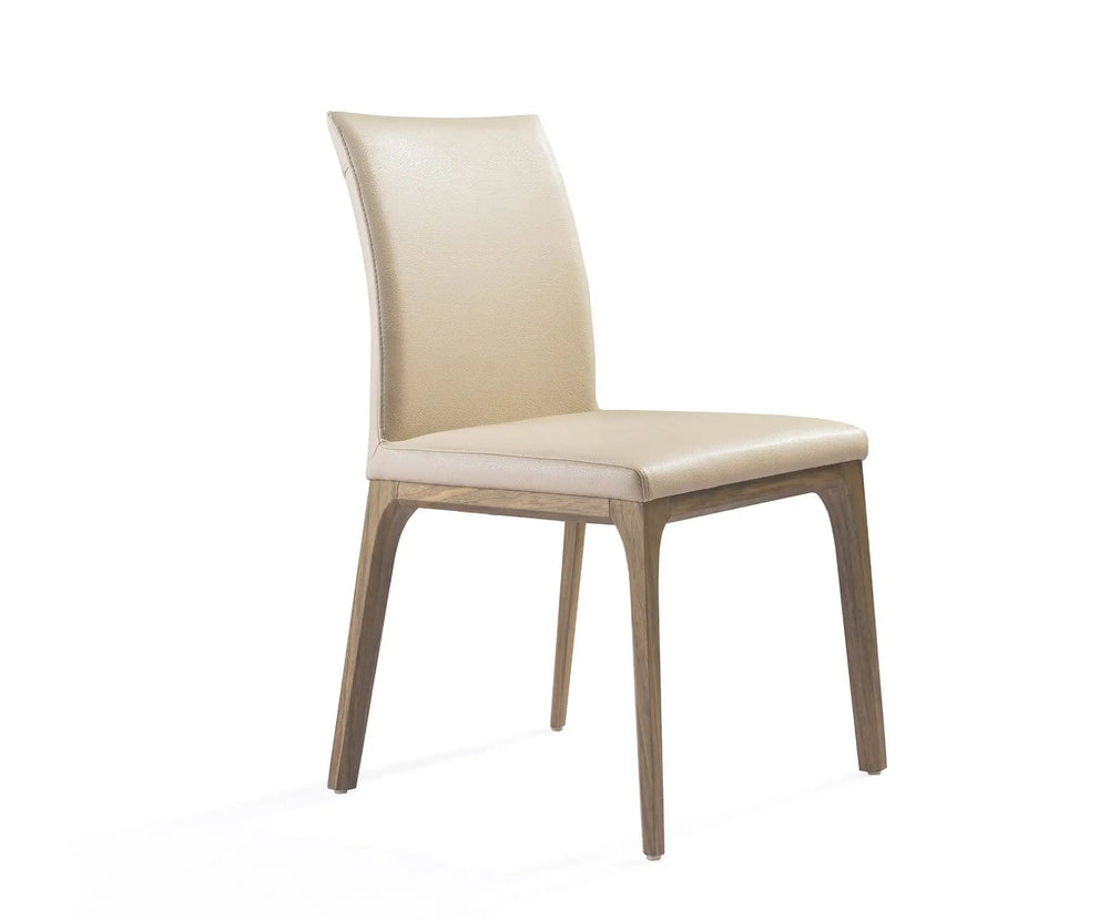 Set of Two Taupe And Brown Upholstered Faux Leather Dining s - Homeroots