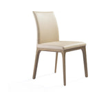 Set of Two Taupe And Brown Upholstered Faux Leather Dining s - Homeroots