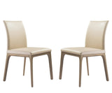 Set of Two Taupe And Brown Upholstered Faux Leather Dining s - Homeroots