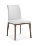 Set of Two White And Brown Upholstered Faux Leather isequal(Yes,No,Wood Dining Side Chairs - Homeroots