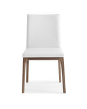 Set of Two White And Brown Upholstered Faux Leather isequal(Yes,No,Wood Dining Side Chairs - Homeroots