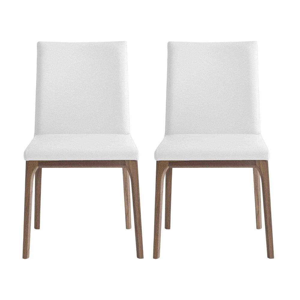 Set of Two White And Brown Upholstered Faux Leather isequal(Yes,No,Wood Dining Side Chairs - Homeroots - Flyclothing LLC