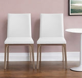 Set of Two White And Brown Upholstered Faux Leather isequal(Yes,No,Wood Dining Side Chairs - Homeroots