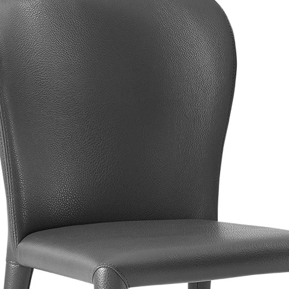 Set of Two Gray Upholstered Faux Leather Dining s - Homeroots - Flyclothing LLC