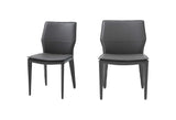 Set of Two Gray Slipcovered Upholstered Faux Leather Dining Side Chairs - Homeroots - Flyclothing LLC