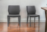 Set of Two Gray Slipcovered Upholstered Faux Leather Dining Side Chairs - Homeroots