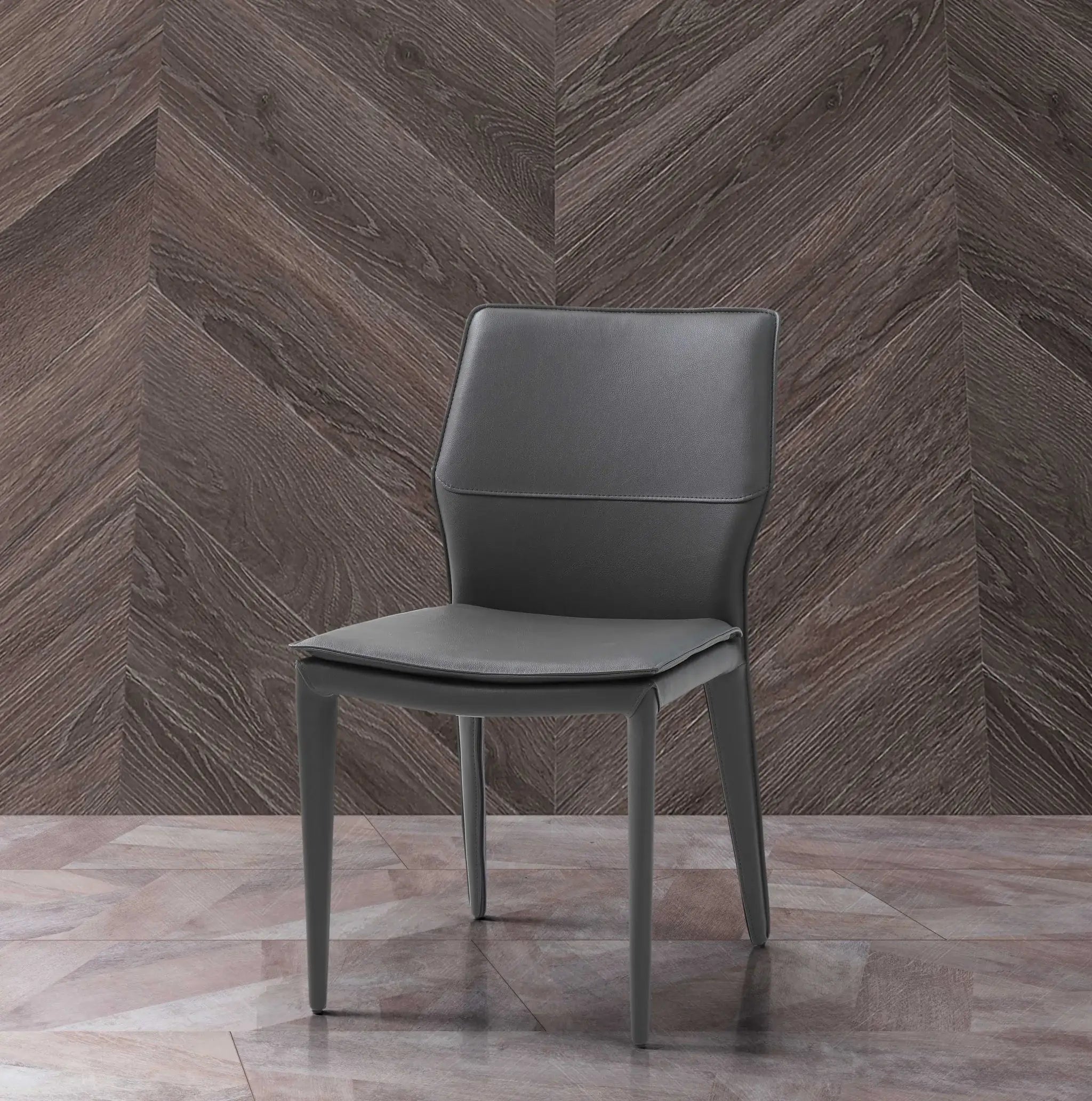 Set of Two Gray Slipcovered Upholstered Faux Leather Dining Side Chairs - Homeroots - Flyclothing LLC