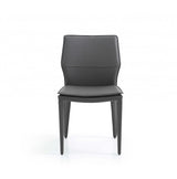Set of Two Gray Slipcovered Upholstered Faux Leather Dining Side Chairs - Homeroots - Flyclothing LLC