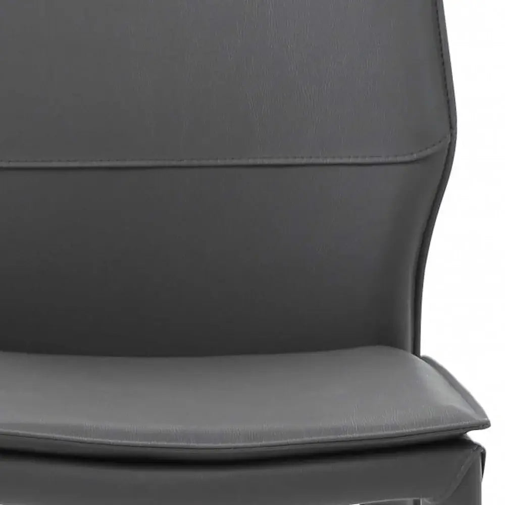 Set of Two Gray Slipcovered Upholstered Faux Leather Dining Side Chairs - Homeroots - Flyclothing LLC