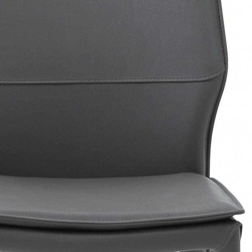 Set of Two Gray Slipcovered Upholstered Faux Leather Dining Side Chairs - Homeroots - Flyclothing LLC