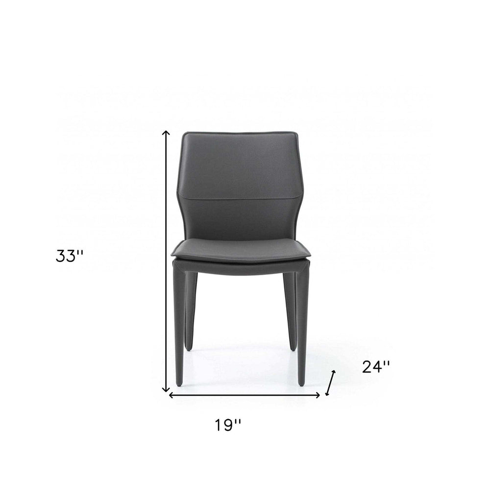 Set of Two Gray Slipcovered Upholstered Faux Leather Dining Side Chairs - Homeroots - Flyclothing LLC